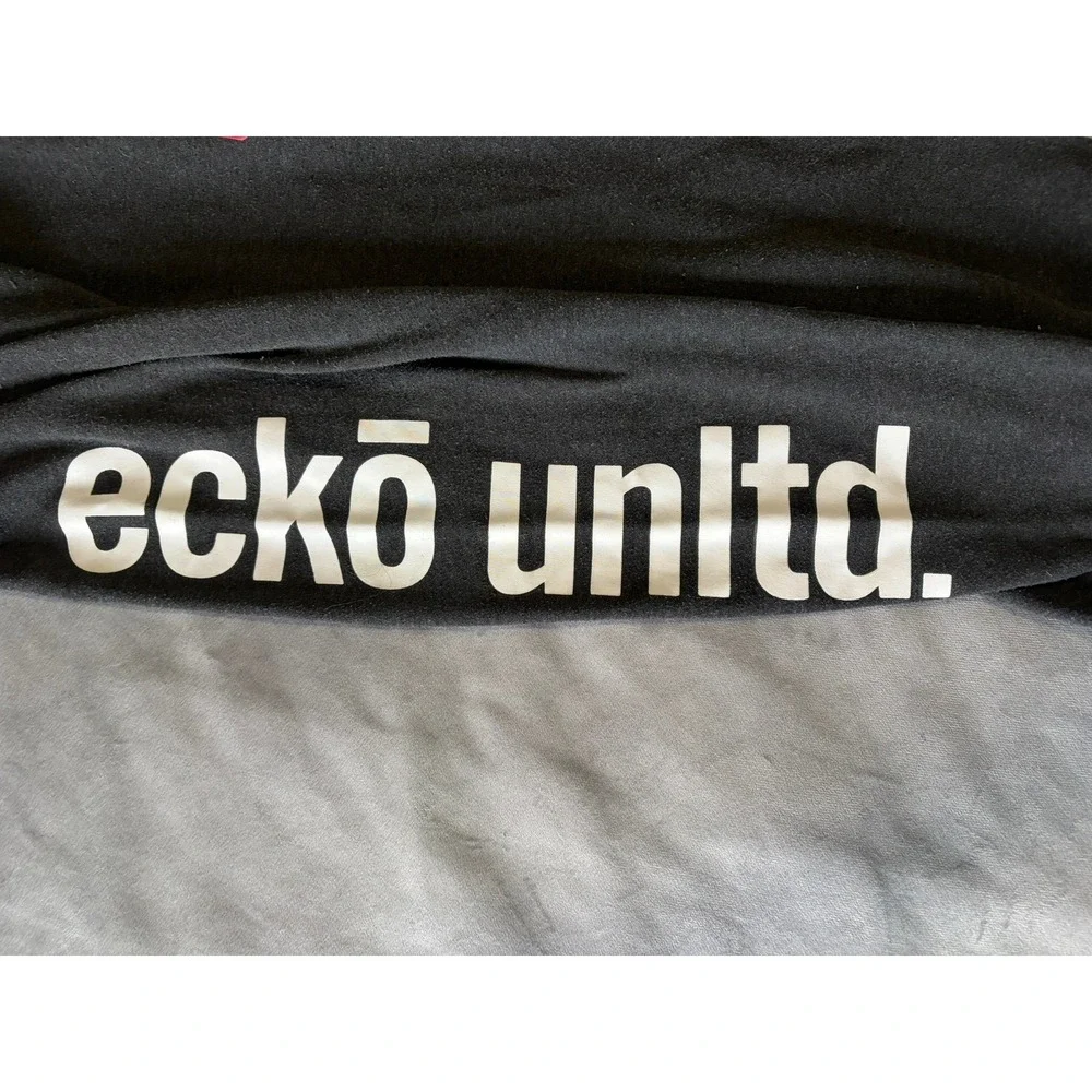 Ecko Unltd Mens Fleece Joggers Black Graphic Logo Sweatpants Medium - Picture 3 of 5